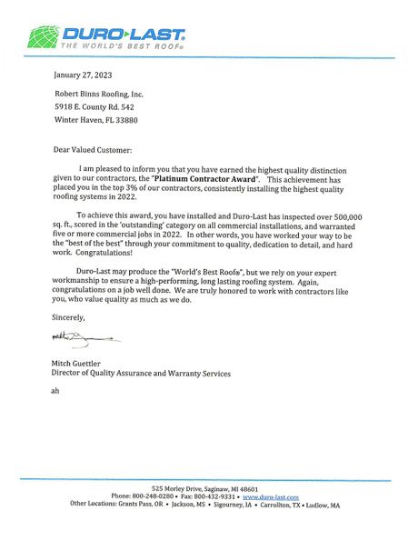 2022 Duro last letter